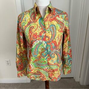 Lauren Ralph Lauren Vintage Vibrant Paisley Blouse - Women’s size Petite Medium